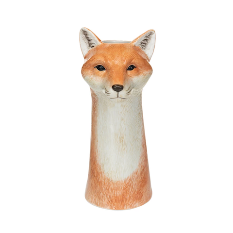 Hand-Painted Stoneware Fox Vase