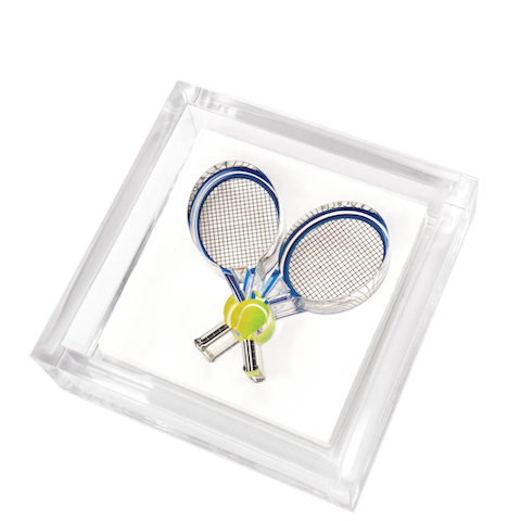 Tennis top racquet holder