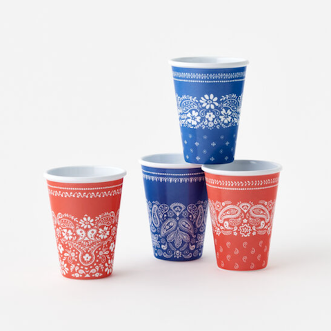 American Holiday Red & Blue Melamine Cups - Set/4