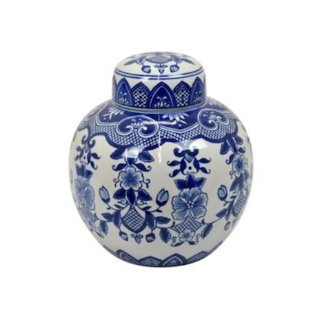 Blue & White Jar with Lid