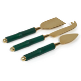 Bamboo & Matte Gold Steel Set of 3 Cheese Tools