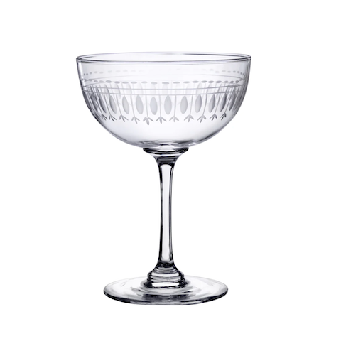 Crystal Champagne Saucer with Ovals - Set/4