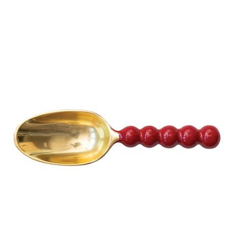 Enameled Aluminum Scoop, Red & Gold Finish