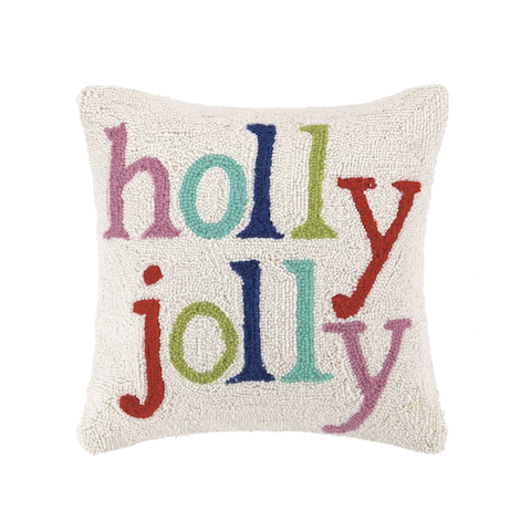 Holly Jolly Multi Color Pillow 16"x 16"