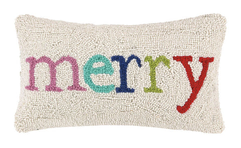 Merry Multi Christmas Pillow 9"x 16"