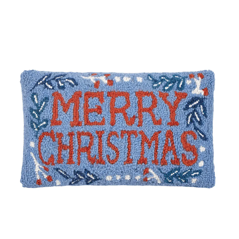 Nordic Blue Merry Christmas Pillow