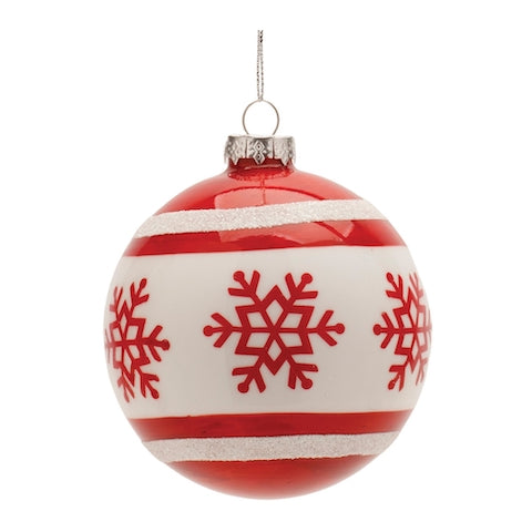 Red & White Snowflake Ball Ornament