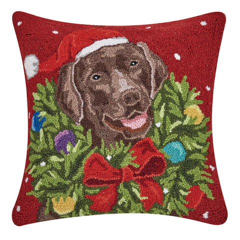 Santa Chocolate Lab Pillow 18x18