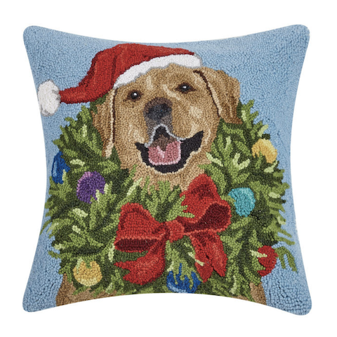 Santa Golden Lab Pillow 18x18