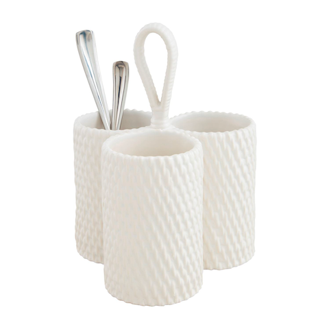 Woven Stoneware Utensil Holder