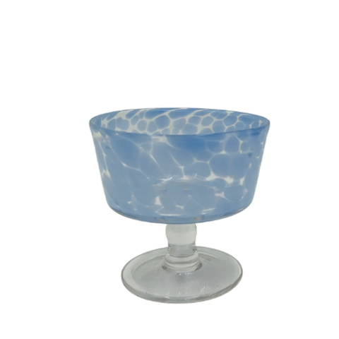 Spotted Dessert Coupe - Blue & Clear