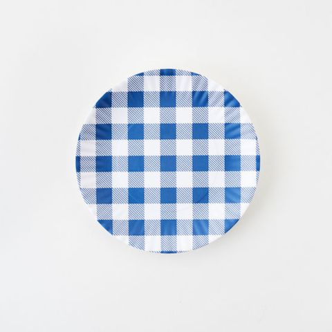 Blue Gingham Melamine Plates 7.5" - set/4