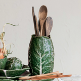 Hand-Painted Stoneware Cabbage Shaped Vase
