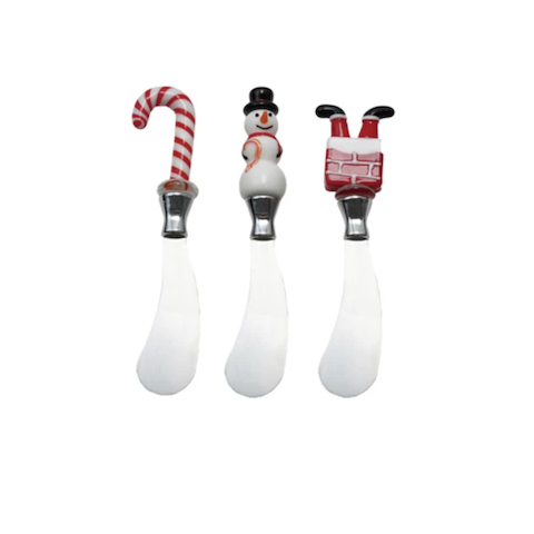 Canape Knives with Glass Holiday Icon Handle, Boxed Set of 3