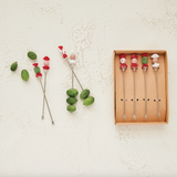 Appetizer Picks with Hand-Blown Glass Candies - Boxed set of 4