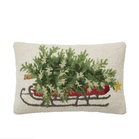 Christmas Tree on Sled Pillow