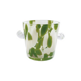 Confetti Glass Ice Bucket with Handles - Yellow & Green