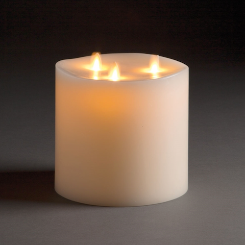 Moving Flame Indoor Tri-Flame Pillar 6"x 6"x 6"