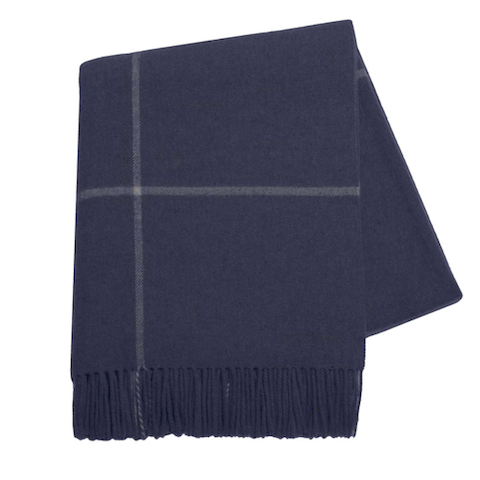 Navy Windowpane Throw