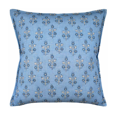 Poppy Sprig Pillow in Blue