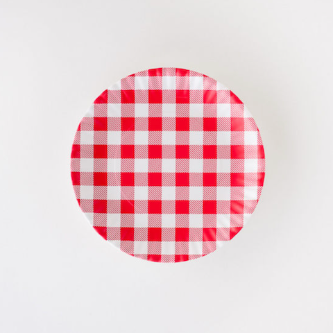 Red Gingham Melamine Plates 9" - set/4