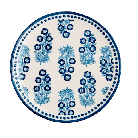 Blue & White Floral Platter - round