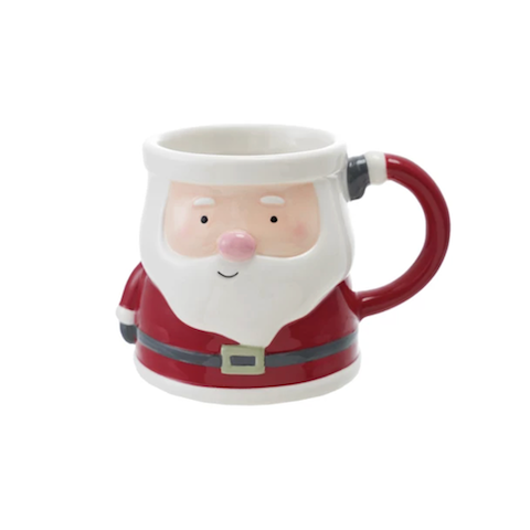 Hand-Painted Ceramic Santa Shaped Mug