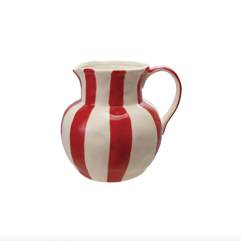 Red & White Striped Pitcher