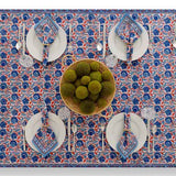 Bohemian Floral Blues & Paprika Tablecloth 60"x 120"