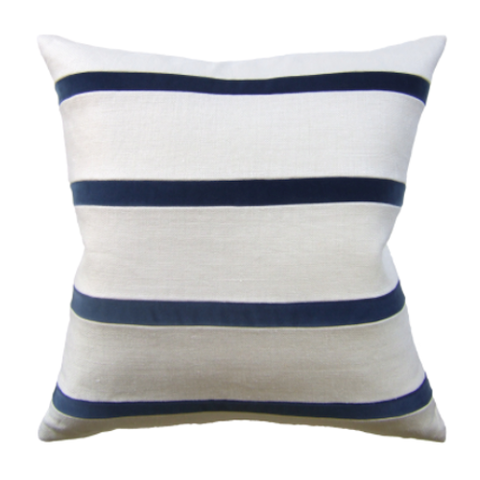 Linen and Velvet Striped Pillow