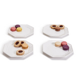 Two's Company Hampton white faux bamboo appetizer plates - set of 4 with cookies on them
