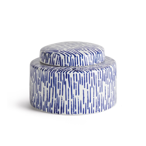 Marielle Lidded Blue & White Jar - Small