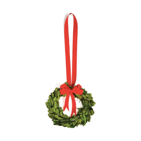 Boxwood Wreath with Red Ribbon - 6.5"