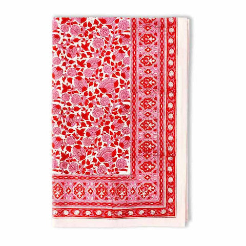 Pomegranate crimson blossom tablecloth 120"x60", red and pink