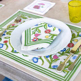 Table setting with Emma Napking folded on place and matching Emma Placemat