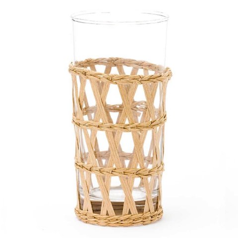 Raffia-Wrapped Iced Tea Glass in Natural