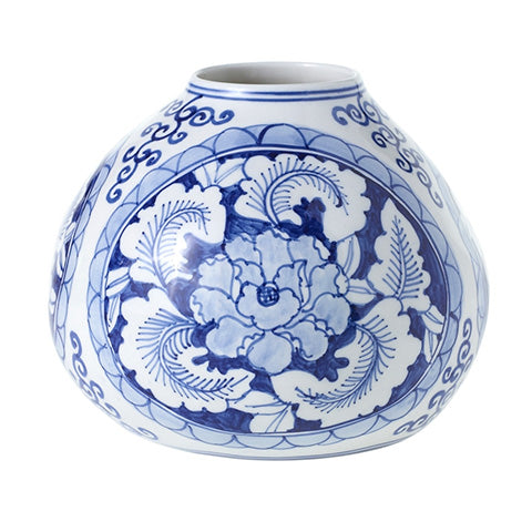 Round Blue and White Vase
