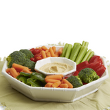Two's Company White Bamboo Chip and Dip Bowl Set filled with veggies
